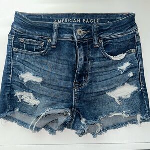 American Eagle High Rise Shortie Jean Shorts